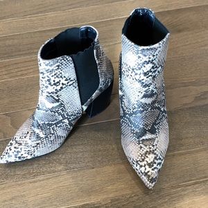 Snake-print booties